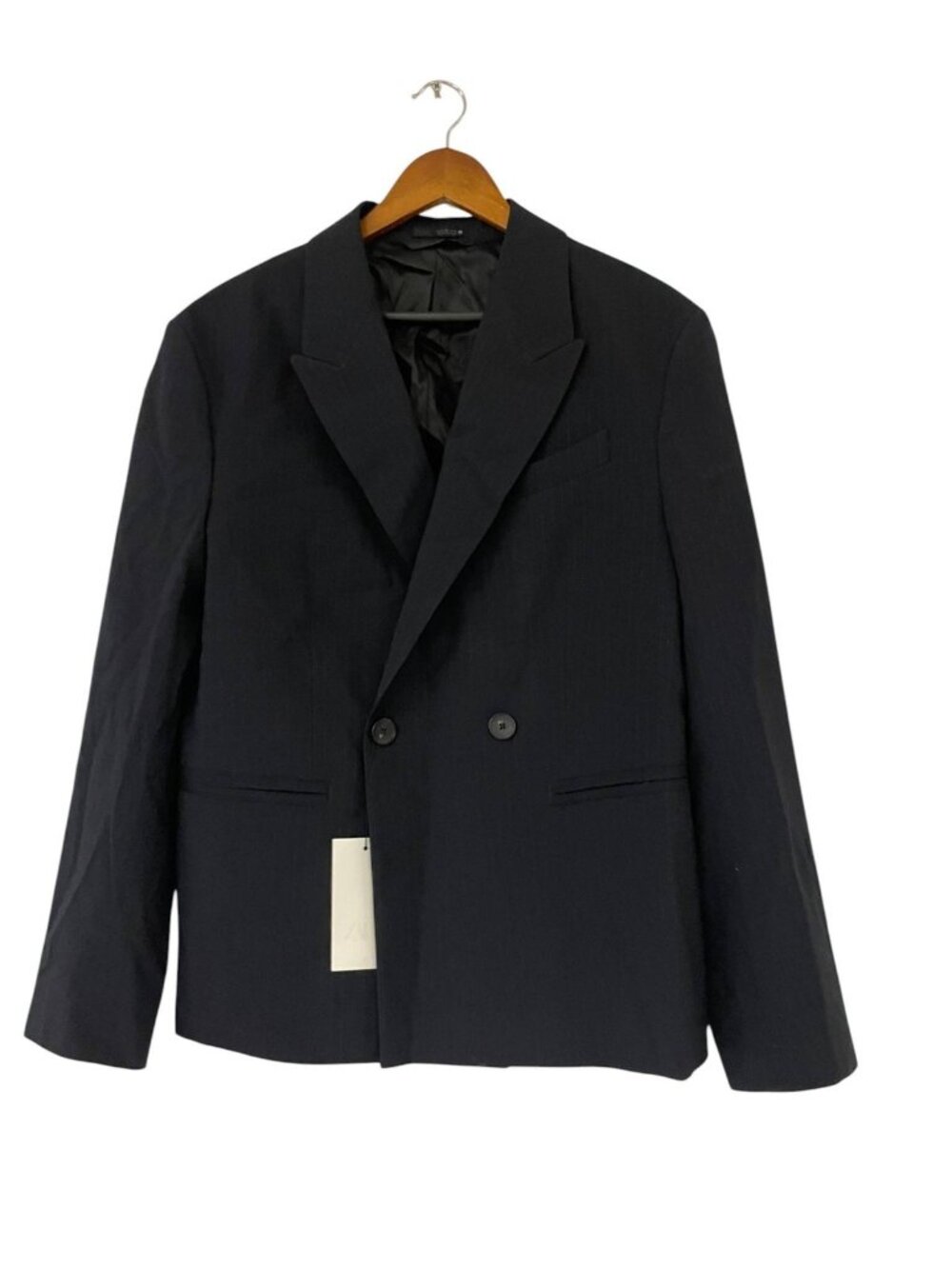 Zara Mens Pinstripe Blazer Suit Jacket EU 46 US 36 Navy blue New With Tags